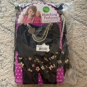 Dollie and Me matching dress and leggings for doll and girl.